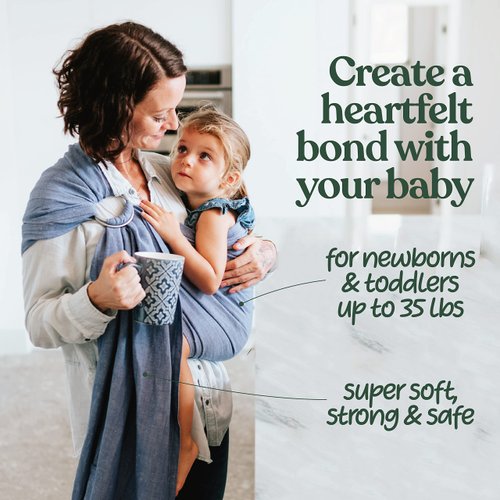 Nalakai Luxury Ring Sling Baby Carrier, Soft Linen Blend Baby Sling, Baby Wrap, Wear Your Little One Close to Your Heart, Comfort, Style