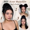 HMD 100% Human Hair Bun Messy Bun Extensions Human Hair Messy Rose Bun Hair Piece Curly Hair Bun with Elastic Band Hair Bun Hair Extensions Tousled Updo Hairpieces for Women(Dark Brown)