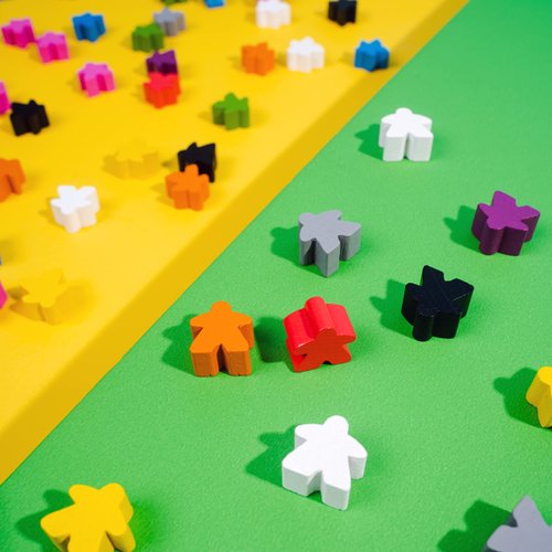 100 Wooden Meeples, Family Games Accessories – Multi-Color Board Game Tokens Ideal for Sorting, Counting, Classrooms, Replacement Pieces, Stocking Stuffer