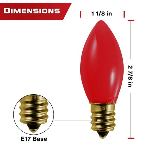 12 Pack C9 Red Light Bulb Green Light Bulb Ceramic Incandescent 7 Watt E17 Intermediate Base Replacement C9 String Lights Bulbs Colored Light Bulb Green Red Bulb Holiday Decorations Christmas Bulb