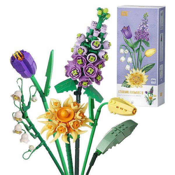 EasyAgo Mini Bricks Artificial Flower Bouquet Building Sets，DIY Simulation Plant Series Creative Toys,Birthday Gift for Adults Women Teens Kids 6+ Years Old （Moons and Flowers ）