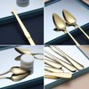 Gold Grapefruit Spoons 5 Pieces Set, 4 Stainless Steel Grapefruit Spoon And 1 Grapefruit knife With Titanium Plating, Grapefruit Utensil Set, Serrated Edges Spoon pack of 5 (Gold)