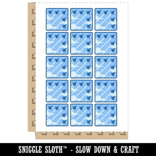 Fighter Jet Formation Temporary Tattoo Water Resistant Fake Body Art Set Collection - 15 2" Tattoos (1 Sheet)