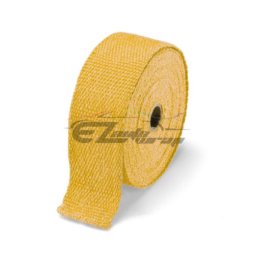 EZAUTOWRAP Yellow Exhaust Pipe Insulation Thermal Heat Wrap 2" x 50' Motorcycle Header Protection Fiberglass Heat Shield 6X Stainless Ties
