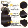 QTHAIR 14A Straight Hair Bundles with Closure (12 14+10inch Closure) 100% Brazilian Straight Virgin Hair 2 Bundles with Lace Closure Free Part Human Hair Extensions Natural Color