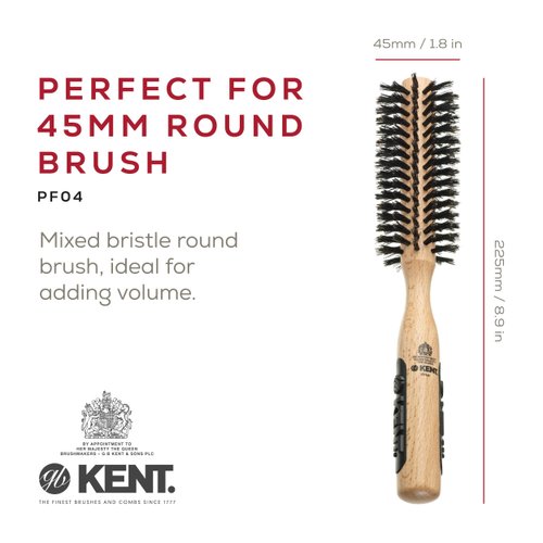 Kent PF04 Small Round Curling Brush with Hard Natural Boar Bristle- Hair Drying Brush, Round Hair Brush, and Blowout Brush - Small Round Brush for Dry Hair - For Shoulder Length or Shorter Hair