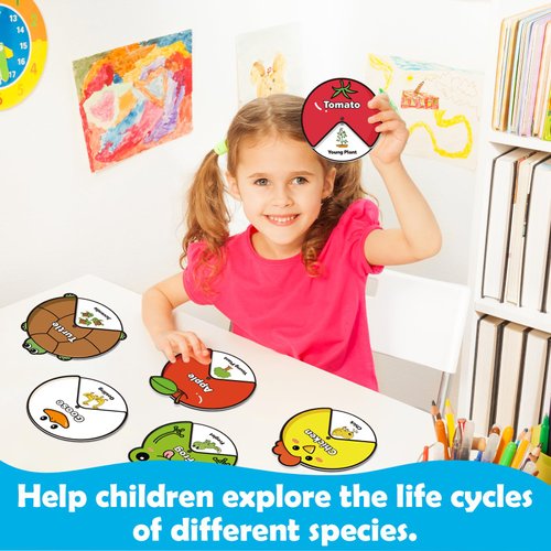 Kasfalci Life Cycle Toys for Kids,Animal Plant Insect Bug Ladybug Butterfly Tadpole to Frog Kit,Montessori Learning & Education Toys,Preschool Science Learning Activities for Toddlers,Board Card Games