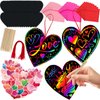 JMUQ 44Pack Valentine's Day Scratch Art Set for Kids, Heart-Shaped Rainbow Scratch Cards, Envelopes, Heart Stickers, Perfect Craft Kit for Classroom School Exchange Prizes Party Favors Creative Gifts