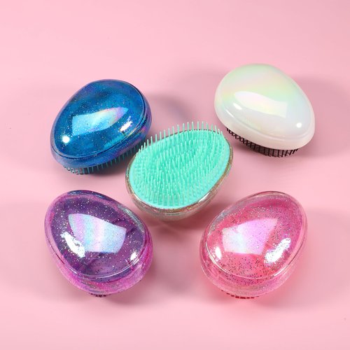 VOCOSTE Hair Brush, Travel Portable Hair Brush, Detangling Hair Brush, Mini Egg Shape Massage Hair Brush for Women, Purple