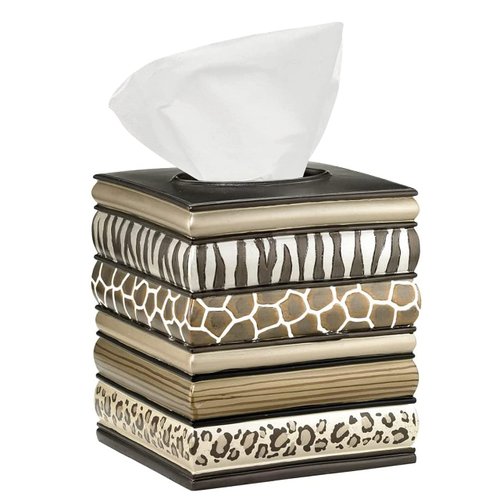 Popular Bath Safari Stripes, Tissue Box, Chocolate