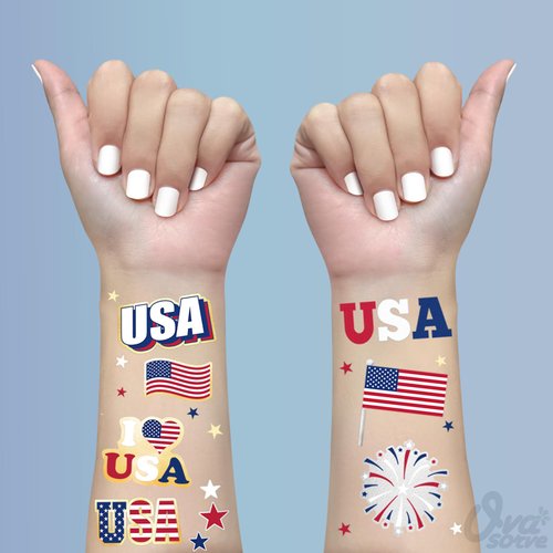 Ovasorve Fourth of July Temporary Tattoos for Kids 70 Giltter Style USA Tattoos Red White and Blue Accessories 4th of July Decorations Independence Day America Flag Decor Memorial Day Labor Day