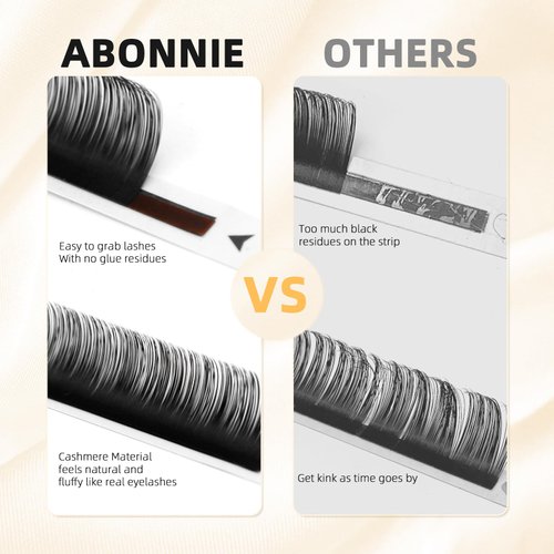 ABONNIE Classic Lash Extensions, Premium Individual Lash Extensions, 0.03 Thickness D curl Lash Extensions, 14-22mm Mix Lash Tray, Semi Permanent Eyelashes, Professional Salon Use (0.03-D,14-22mm)