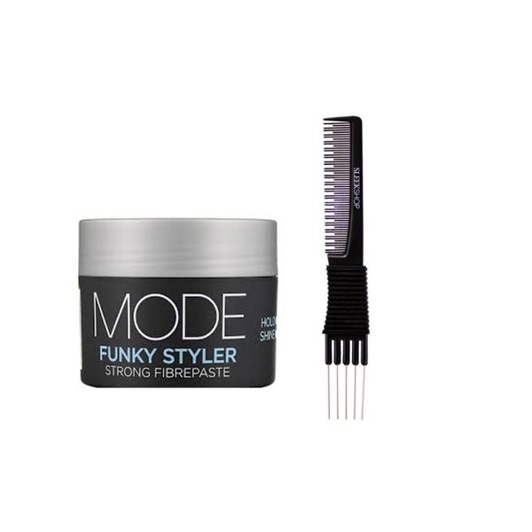 yper Affinage Mode Funky Styler Strong Fiberpaste Hair Wax (2.54 oz) with Teasing Comb Pack 1