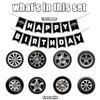 Race Car Birthday Party Decorations, Race Car Party Decorations Includes Happy Birthday Banner and Wheel Hanging Swirls, Race Car Theme Party Birthday Party Supplies