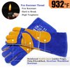 RAPICCA Welding Gloves Fire Heat Resistant: Blue 16IN 932℉ - Fireproof Leather For Stick Mig Flux-Core Welder Forge Blacksmith Fireplace Wood Stove Fire Pit Furnace Handling Dry ice - One Size