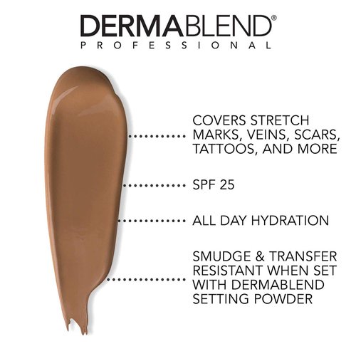 Dermablend Leg and Body Makeup Foundation with SPF 25, 65N Tan Golden, 3.4 Fl. Oz.