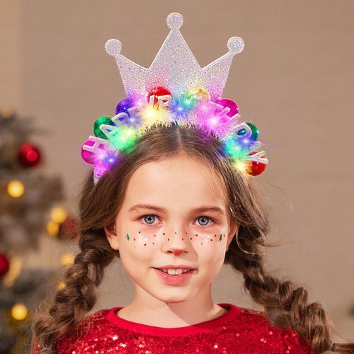 DRESBE Light Up Birthday Headband LED Happy Birthday Headbands Birthday Party Favors Hair Accessories for Women and Girls (Silver)