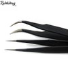 Rolabling 2pcs Elbow & Straight Black Nail Tweezers Rhinestone Picker Manicure Nail Art Tool (Set-1)
