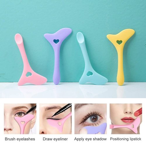 4pcs Silicone Eyeliner Makeup Stencils Wing Tips Marscara Drawing Lipstick Wearing Aid Face Cream Mask Applicator Multifunction Makeup Tools
