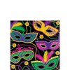 Amscan Mardi Gras Mask Paper Napkins, 5" x 5", Pack of 16, Multicolor