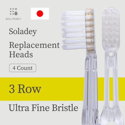 Soladey Ionic Toothbrush Replacement Brush Heads Refill, 4 Count -3 Row Ultra Fine Bristle