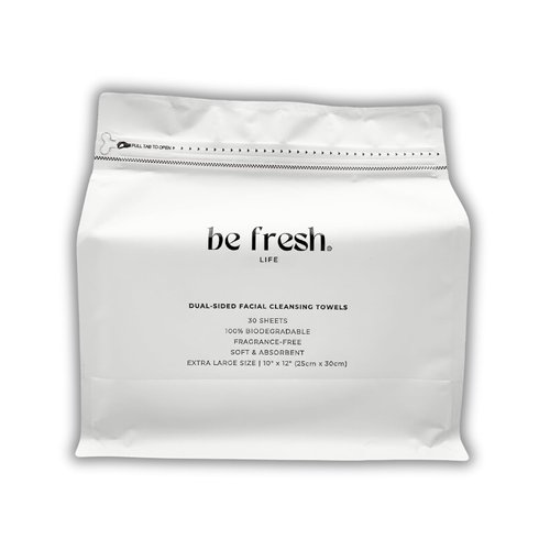 Be Fresh Life Disposable Face Towels 30CT, Disposable Facial Cleansing Towels, Makeup Remover Wipes, Biodegradable