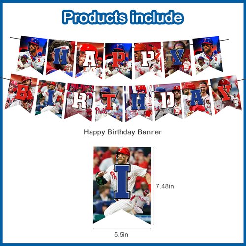 Bryce Harper Baseball Star Birthday Party Decorations, Themed Party Supplies with Banner, Cake Topper, Cupcake Toppers, Balloons for Kids Adults Kids Sports Party Decorations