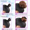 YOSILADY Messy Bun Hair Piece Human Hair Black Hair with Elastic Band Scrunchies Stretchy Fluffy Chignon Ponytail Hairpieces Updos for Women Girls (Golden Blonde, Curly)