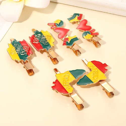 3 Pairs African Hair Clips for Women Juneteenth Hair Clip Enamel Black Women Africa Map Sunflower Afro Power Fist Hair Clips Black History Month Juneteenth African Hair Accessory Outfits (Pattern D)