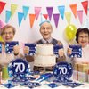 96 Pcs 70th Birthday Party Supplies Navy Blue and Silver Birthday Plates 70th Birthday Paper Tableware Happy Birthday Party Plates and Napkins Forks Blue Birthday Table Decorations for 24 Guests
