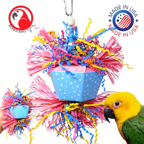 Bonka Bird Toys 1058 Happy Birthday Bird Toy Parrot cage Craft Cockatiel Parakeet Budgie Conure Foam Card Accessories chew Shred Forage Aviary Supplies