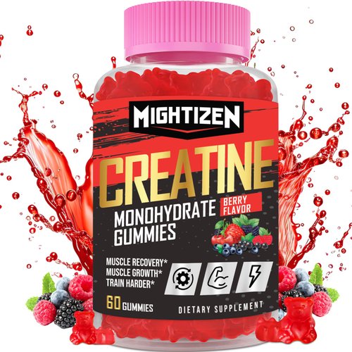 Creatine Monohydrate Gummies for Men & Women, 5000mg of Creatine Monohydrate per Serving Creatine Pre-Workout Gummies +Taurine & Vitamin B12 for Max Strength, Energy & Endurance (Berry, 60 Gummies)