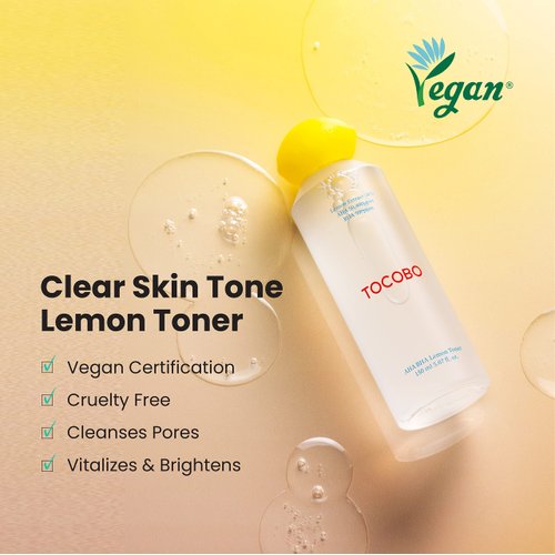 TOCOBO AHA BHA Lemon Facial Toner 5.07 fl oz / 150 ml | Vitamin C and Lemon Extract, AHA, BHA, Calming and Soothing Moisturizer | Natural Ingredients, Vegan Toner, Cruelty Free