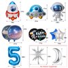 Finypa 12Pcs Space Theme Birthday Party Decoration Astronaut Spaceman Foil Balloons,5th Outer Space Birthday Party Supplies,Galaxy Balloons for Boy 5 Years Old Birthday Decor