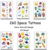 260PCS Outer Spaceship Party Favors Temporary Tattoos for Boys and Girls - Astronaut Planets Baby Shower/Party Supplies Decorations Kids Birthday Party (24 Sheets)