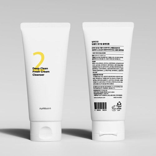 numbuzin No.2 Deep Clean Fresh Cream Cleanser | Foam Cleanser, Gentle Exfoliation, Deep Cleansing, Natural Ingredients | Blackheads, Excess Oil, Dead Skin Cells | Korean Skincare, 4.05 fl. oz.