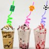 Alomois 24PCs Soccer Themed Drinking Straws for Kids Boys Birthday Party Favors Supplies Decor