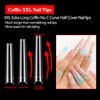 600PCS XXL Coffin Nail Tips No C Curve Nail Tips, Extra Long Clear Coffin Nail Tips for Acrylic Nails Professional, Half Cover Flat Acrylic Nail Tips Fake Nails for Nail Salon and Home DIY 12 Sizes