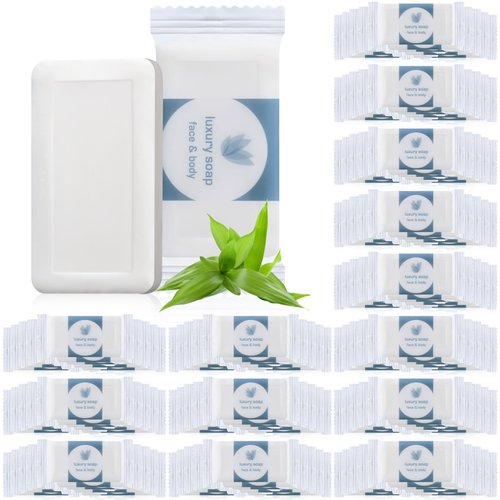 Kacctyen 100 Pcs 0.35oz Mini Bar Soap Bulk Individually Wrapped Bulk Hand Hotel Soap Bars Travel Size Toiletries for Vacation Hospitality Guest Bathroom Rentals