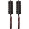 PERFEHAIR Boar Bristle Round Brush-1.3 inch, Pack of 2, Small Round Brushes for Blow Drying Styling Short, Fine, Thin Hair & Beard