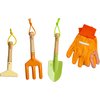 Kinderific Gardening Set, Tool Kit, for Kids, STEM, Includes Tote Bag, Spade, Watering Can, Rake, Fork, Trowel and Gloves (Pale Yellow)