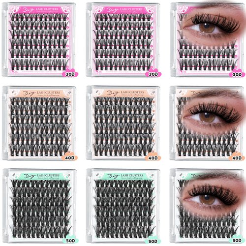 FARRED Lash Clusters Bulk 648 Pcs 30D-50D Wispy Eyelash Clusters Wholesale Lashes Clusters D Curl Cluster Eyelash Extensions Individual Natural DIY Lash Extesnion for Small Business and Personal Use