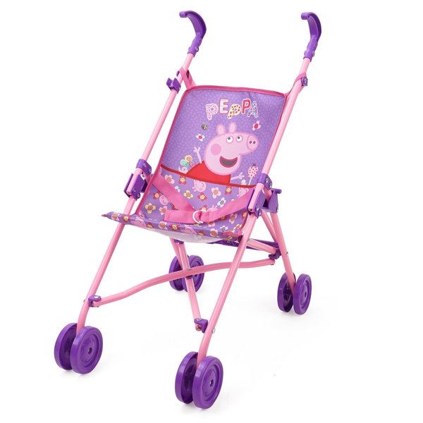 Peppa Pig: Doll Umbrella Stroller - Purple, Pink, Flowers - Accessory for Dolls Up to 24", Foldable Design, Retractable Canopy, Kids Toy, Ages 3+