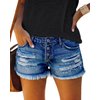cordat Women Mid Rise Ripped Stretchy Jeans Shorts Frayed Raw Hem Casual Denim Shorts