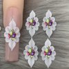XEAOHESY 10pcs White Flower Nail Charms Flower Charms for Nails 3D Flower for Nails Inlay AB Rhinestones Acrylic Flowers for Nails Nail Art Accessories for Women(White)