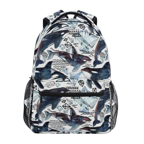 AUUXVA Sea Animal Killer Whale Backpack College School Book Shoulder Bag Travel Daypack for Boys Girls Man Woman