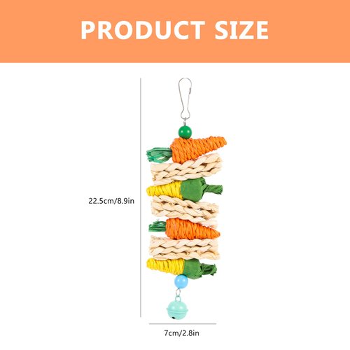 LUOZZY Bird Toys for Parakeets Funny Bird Chew Toys Wooden Natural Corn Carrot Bird Parrot Foraging Hanging Toys for Small Parrots Parakeets Conures Cockatiels