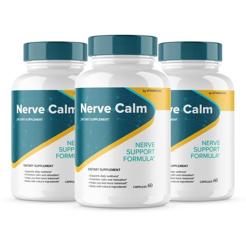 (3 Pack) Nerve Calm Capsules, Official Nerve Calm Support Supplement Pills, Nerve Calm All Natural Advanced Formula Capsule, NerveCalm Pills Health Reviews, 90 Servings 3 Month Supply (180 Capsules)