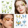 Konsait 12 Sheets Glitter Butterfly Temporary Tattoos, Oceans Mermaid Kids Butterfly Face Tattoo for Women Girls Eye Sticker Makeup Tattoo Butterfly Party Favors