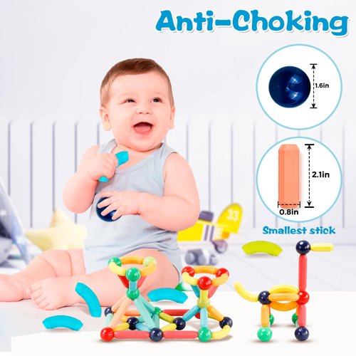 DMOIU Magnetic Building Blocks STEM Educational Toy for Kids Montessori Learning Sticks and Balls Preschool Sensory Toys for Toddlers Gift for 3 Year Old Boys & Girls